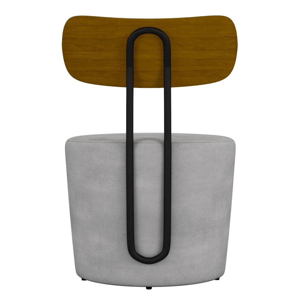 Kit 2 Poltronas Decorativas Redondas 53cm Le Moon Z32 Veludo Cinza - Mpozenato