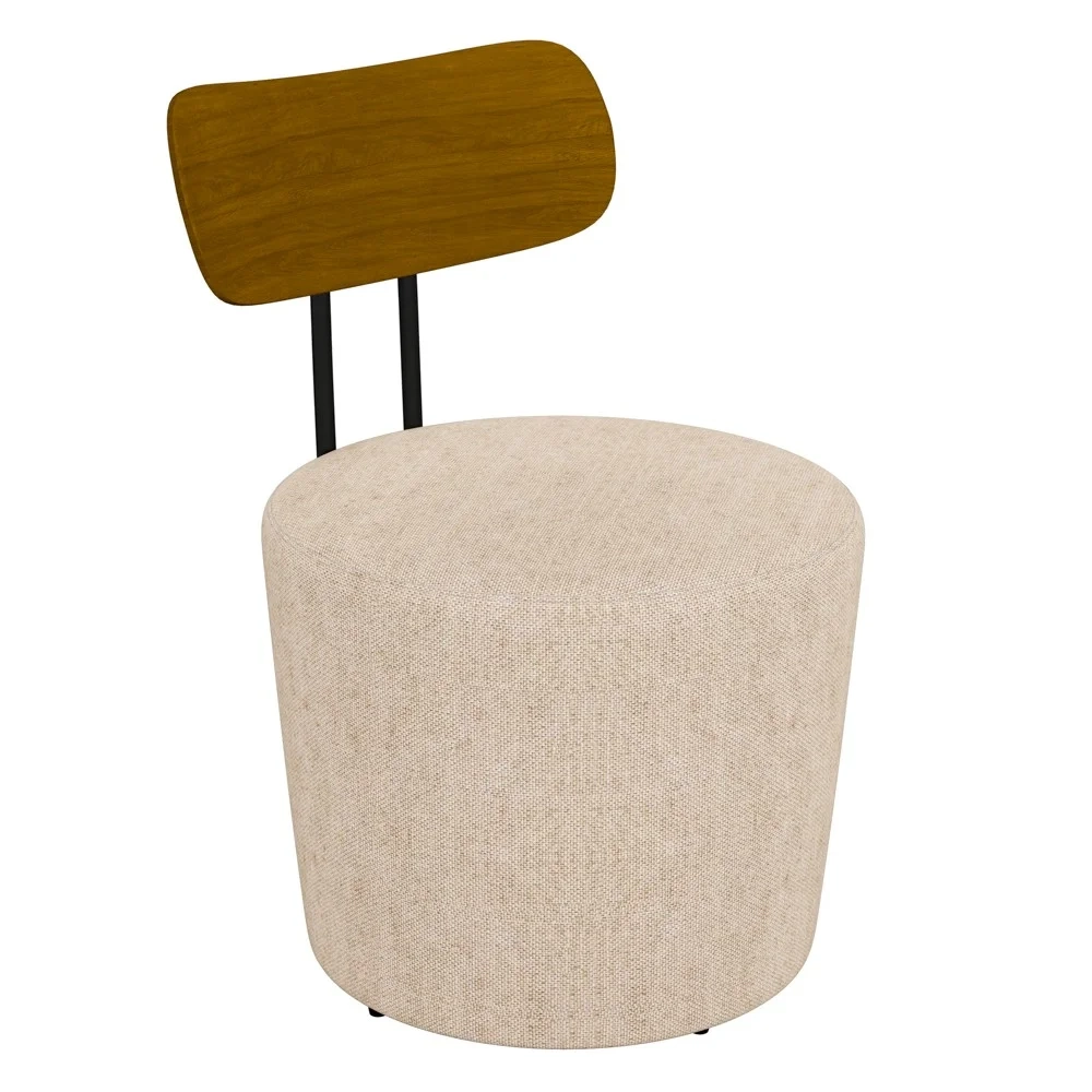 Kit 2 Poltronas Decorativas Redondas 53cm Le Moon Z32 Linho Cru - Mpozenato