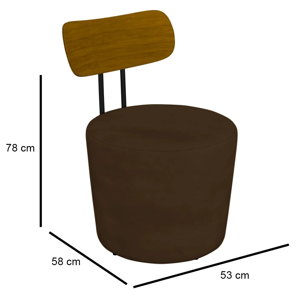 Kit 2 Poltronas Decorativas Redondas 53cm Le Moon Z32 Veludo Marrom - Mpozenato