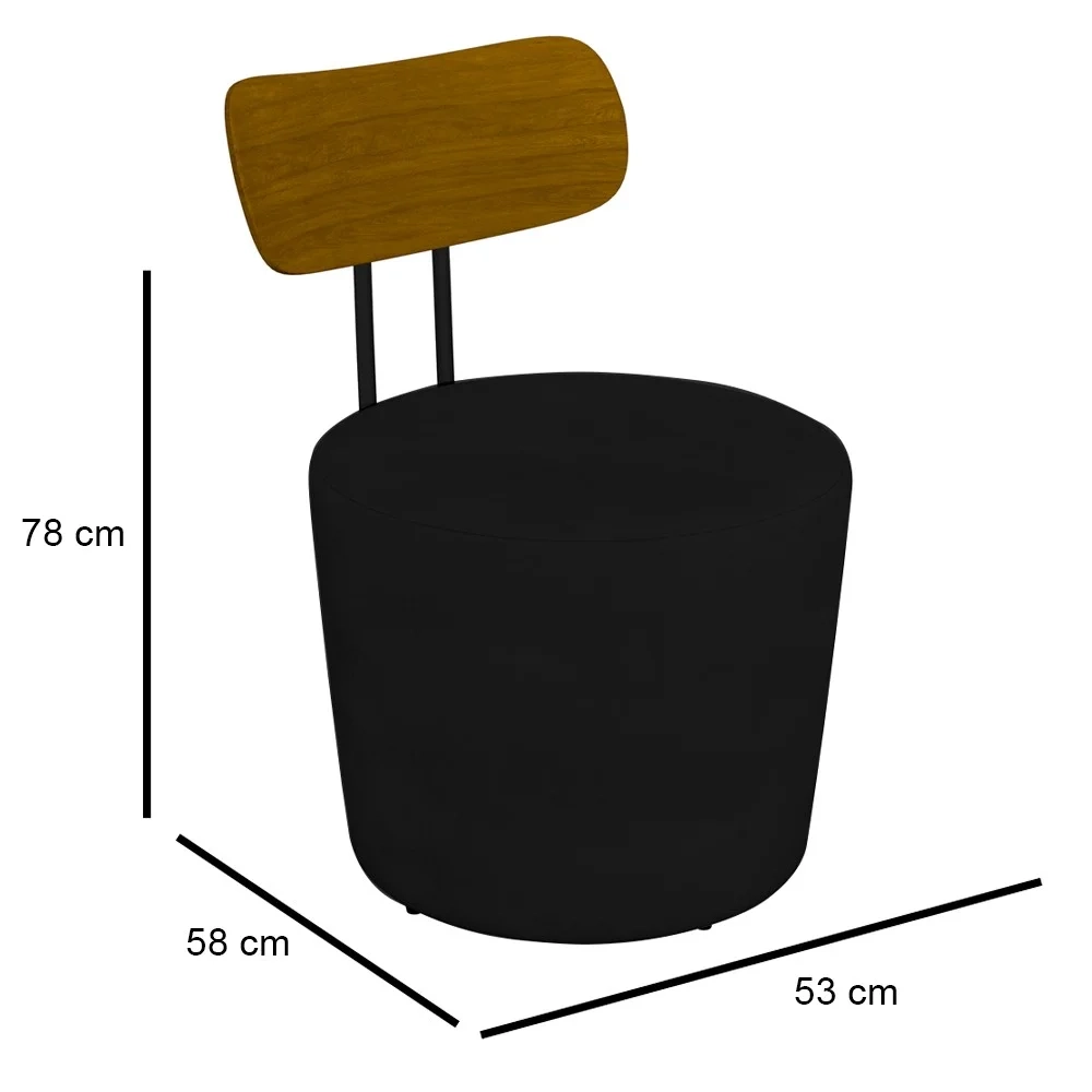 Kit 2 Poltronas Decorativas Redondas 53cm Le Moon Z32 Veludo Preto - Mpozenato