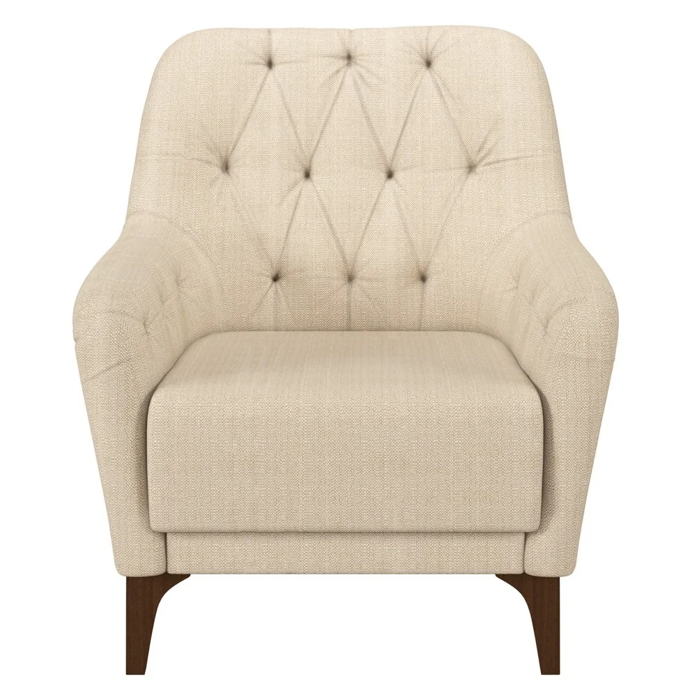 Kit 2 Poltronas Decorativas para Sala com Capitonê Pietà Z32 Linho Champanhe - Mpozenato