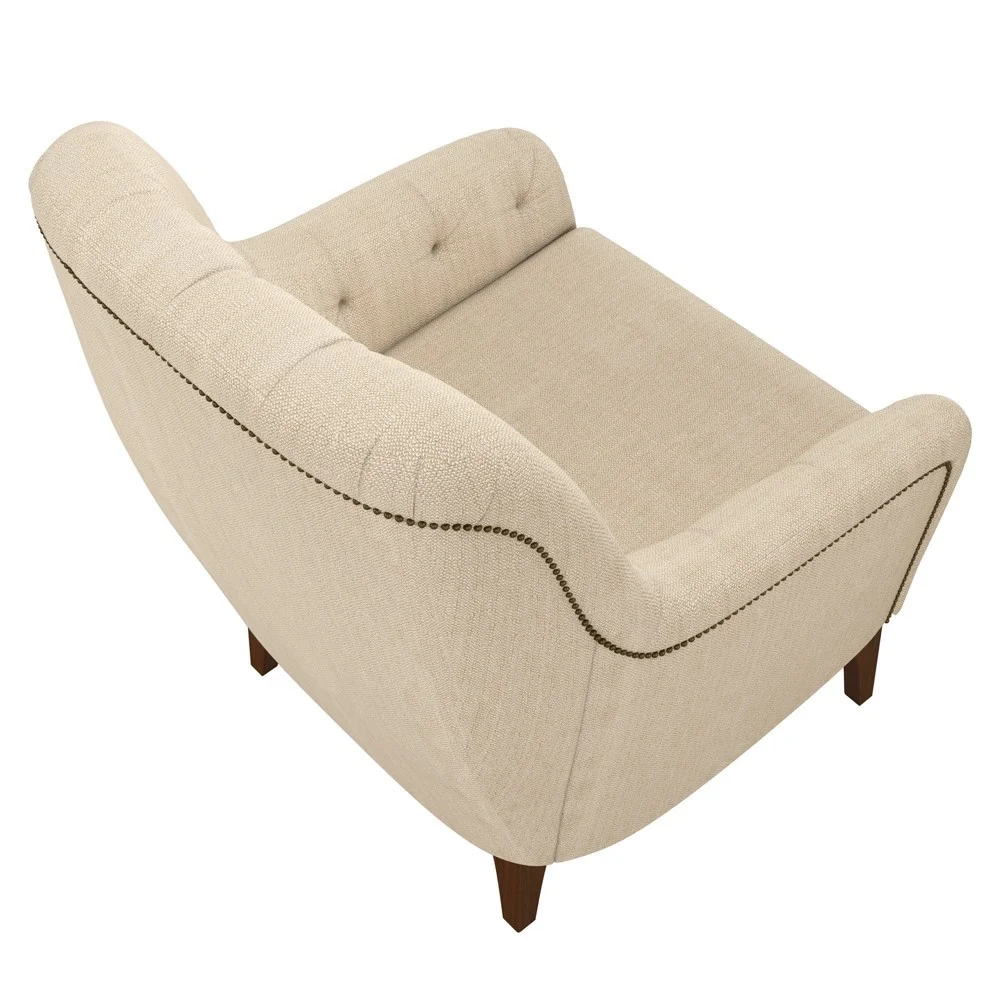 Kit 2 Poltronas Decorativas para Sala com Capitonê Pietà Z32 Linho Champanhe - Mpozenato