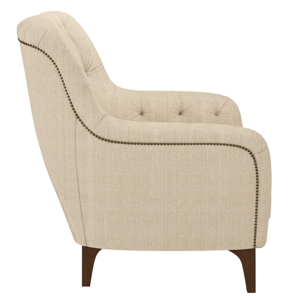 Kit 2 Poltronas Decorativas para Sala com Capitonê Pietà Z32 Linho Champanhe - Mpozenato