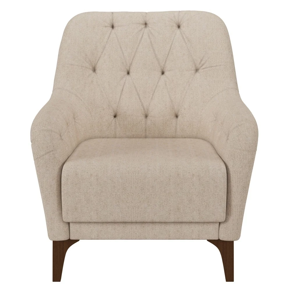 Kit 2 Poltronas Decorativas para Sala com Capitonê Pietà Z32 Linho Cru - Mpozenato