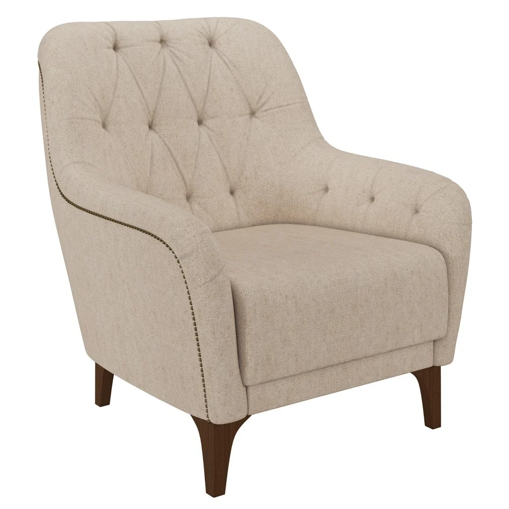 Kit 2 Poltronas Decorativas para Sala com Capitonê Pietà Z32 Linho Cru - Mpozenato