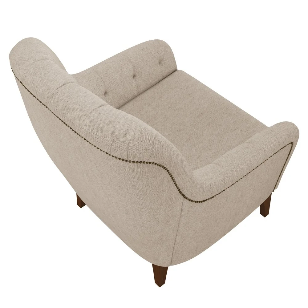 Kit 2 Poltronas Decorativas para Sala com Capitonê Pietà Z32 Linho Cru - Mpozenato