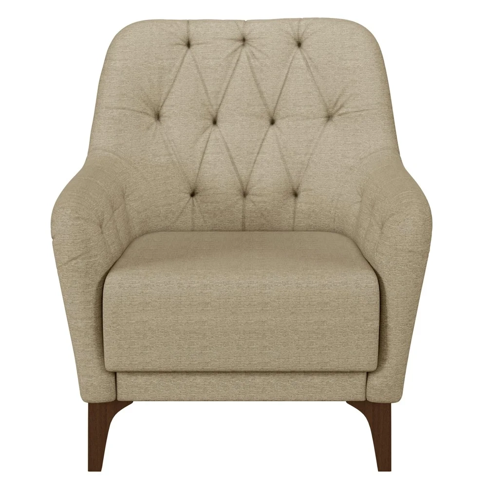 Kit 2 Poltronas Decorativas para Sala com Capitonê Pietà Z32 Linho Bege - Mpozenato