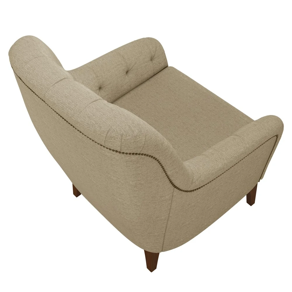 Kit 2 Poltronas Decorativas para Sala com Capitonê Pietà Z32 Linho Bege - Mpozenato