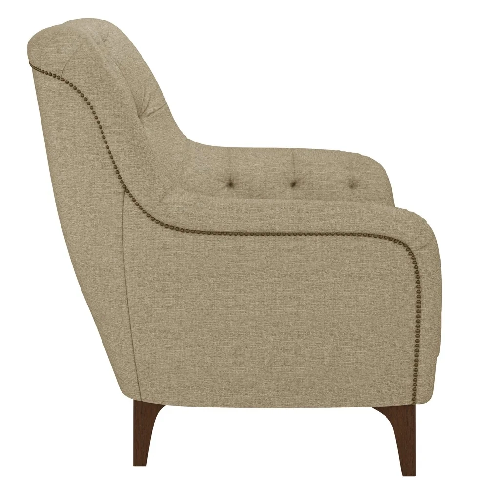 Kit 2 Poltronas Decorativas para Sala com Capitonê Pietà Z32 Linho Bege - Mpozenato