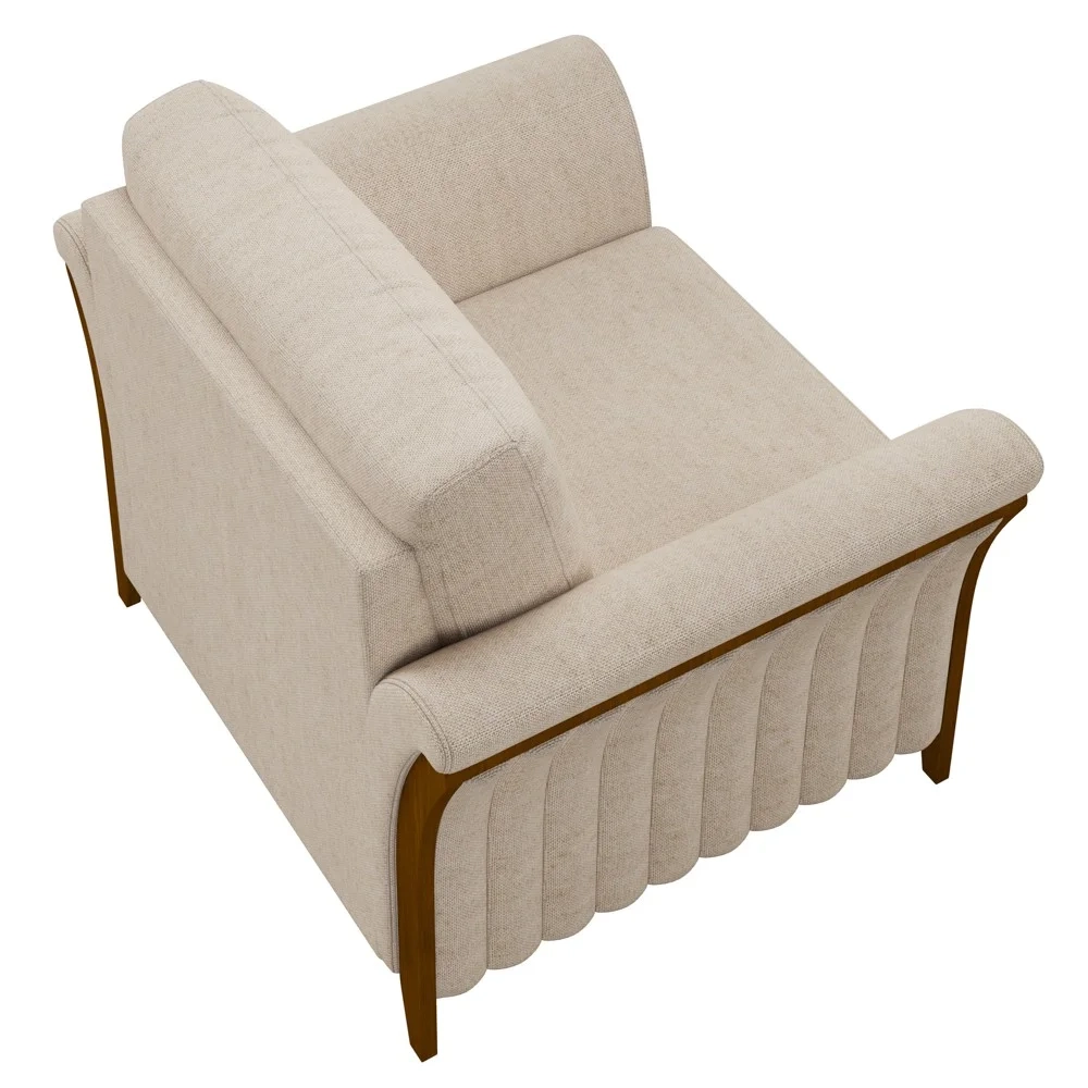 Kit 2 Poltronas Decorativas Sala de Estar 102cm Pés Madeira Roya Z32 Linho Cru - Mpozenato