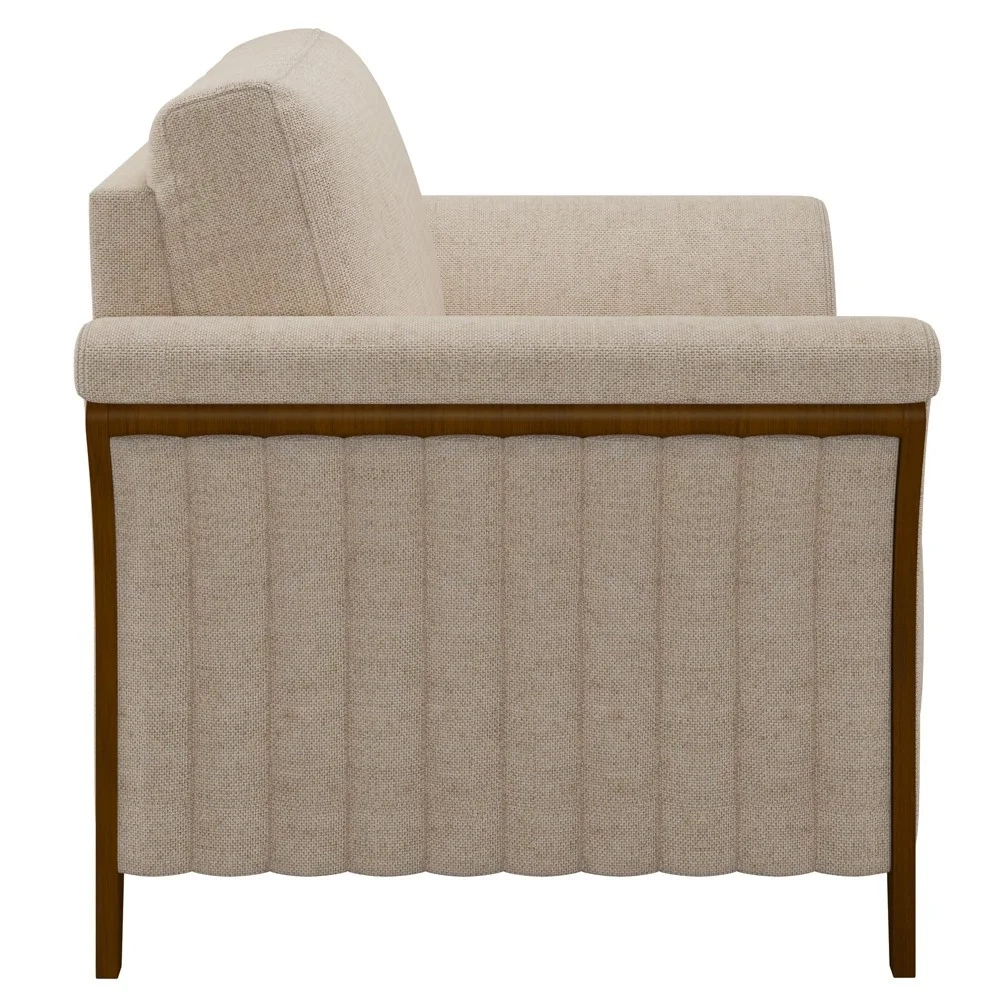 Kit 2 Poltronas Decorativas Sala de Estar 102cm Pés Madeira Roya Z32 Linho Cru - Mpozenato