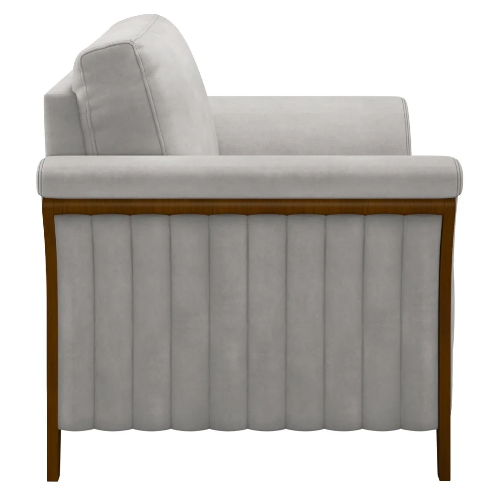 Kit 2 Poltronas Decorativas Sala de Estar 102cm Pés Madeira Roya Z32 Veludo Cinza - Mpozenato