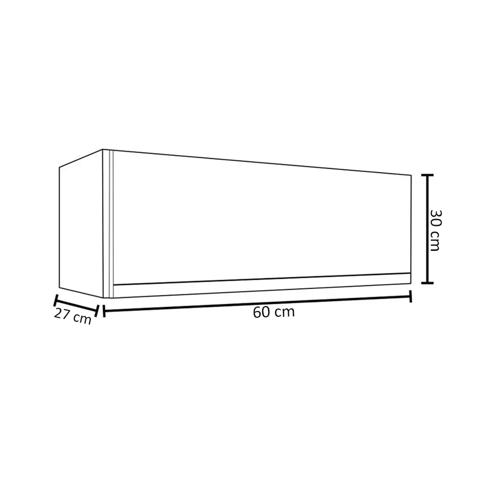 Armário Aéreo 60cm Porta Basculante Andréia Cinza - AJL Móveis