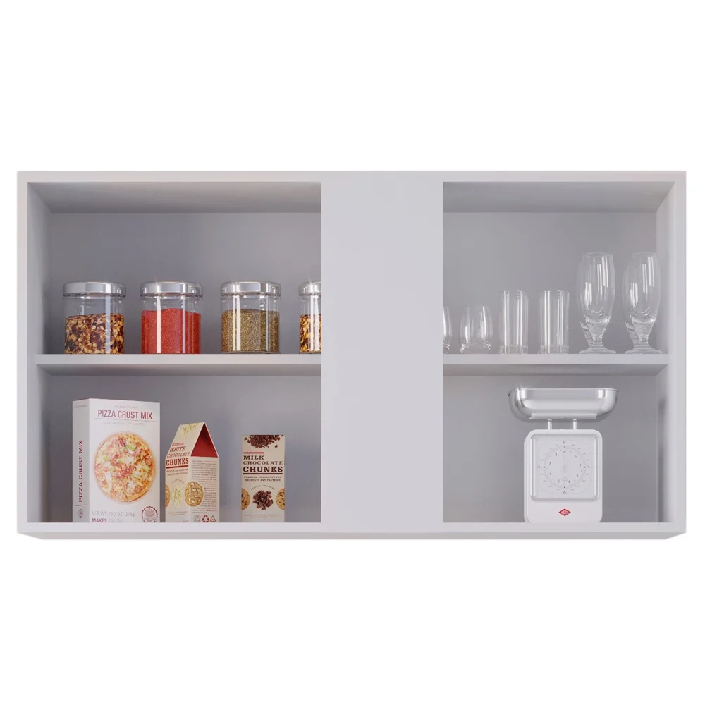 Armário Aéreo Indiana e Balcão Gabinete 100cm Luziania Branco - Lumil Móveis