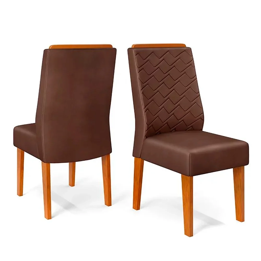 Mesa de Jantar Kiara 160cm Com 6 Cadeiras Lídia D04 Freijó/Veludo Moca - Mpozenato