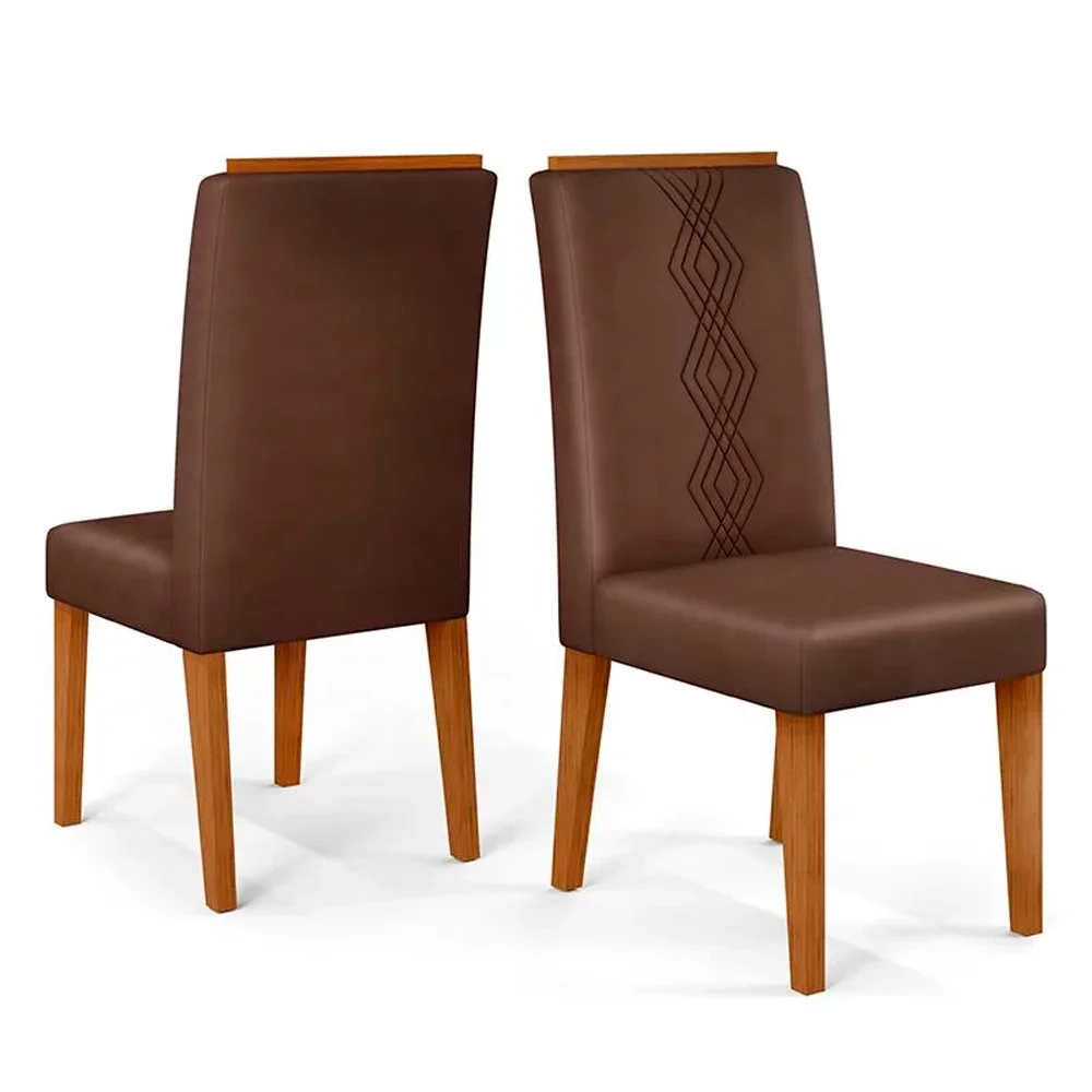 Mesa de Jantar Kiara 160cm Com 6 Cadeiras Yasmin D04 Freijó/Veludo Moca - Mpozenato