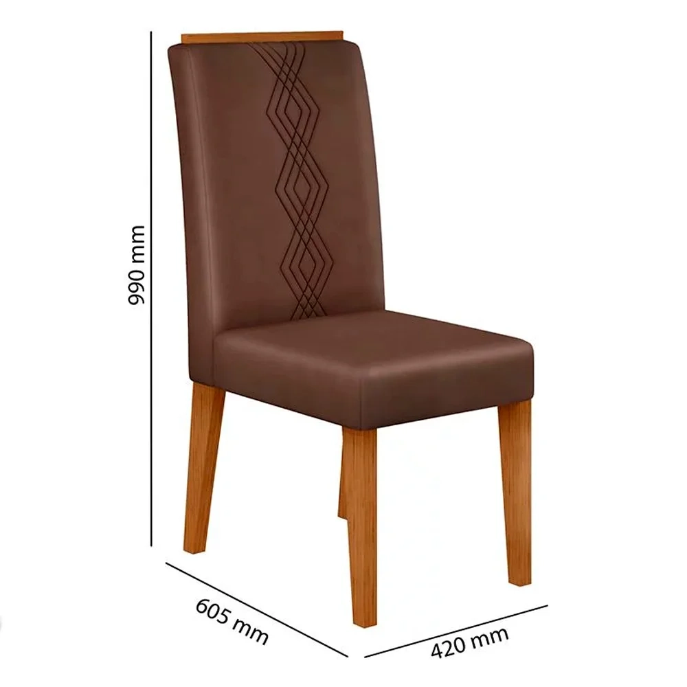 Mesa de Jantar Kiara 160cm Com 6 Cadeiras Yasmin D04 Freijó/Veludo Moca - Mpozenato