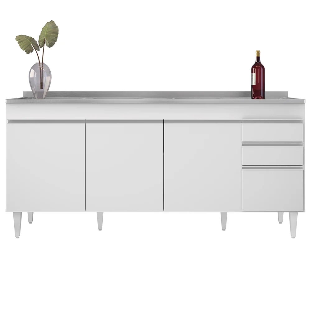 Balcão Gabinete Com Pia 180cm Dallas Branco - Lumil