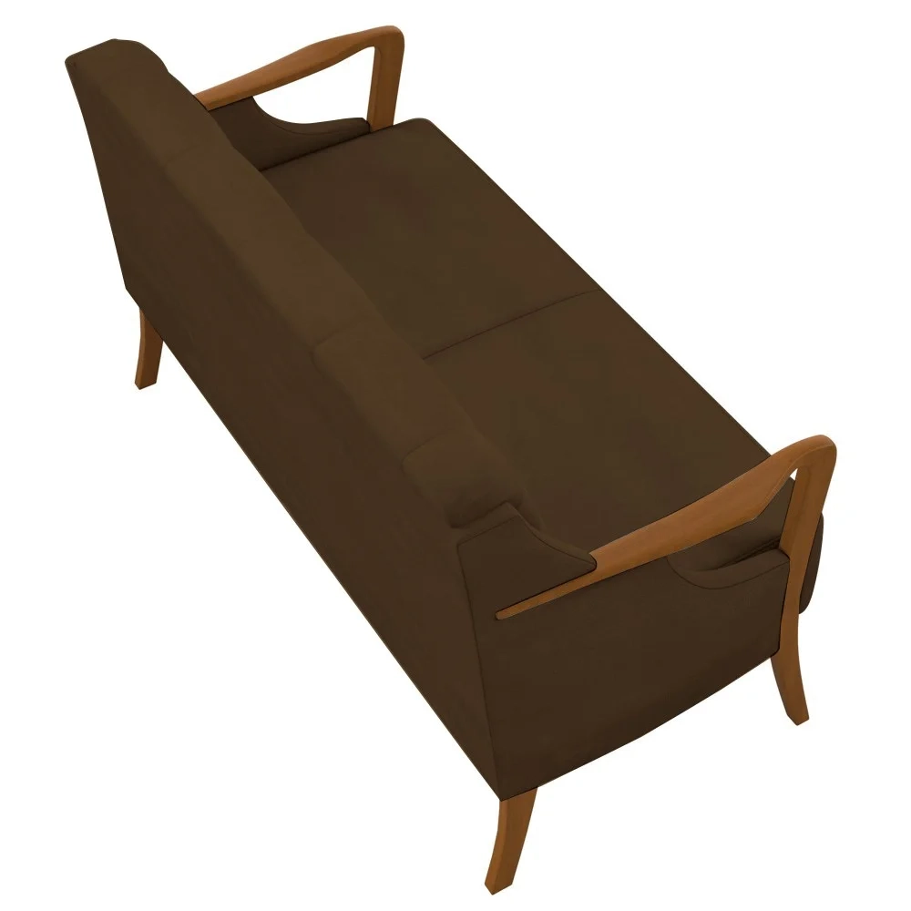 Kit Namoradeira 135cm e 2 Poltronas Decorativas Capitonê Lapa Z32 Veludo Marrom - Mpozenato