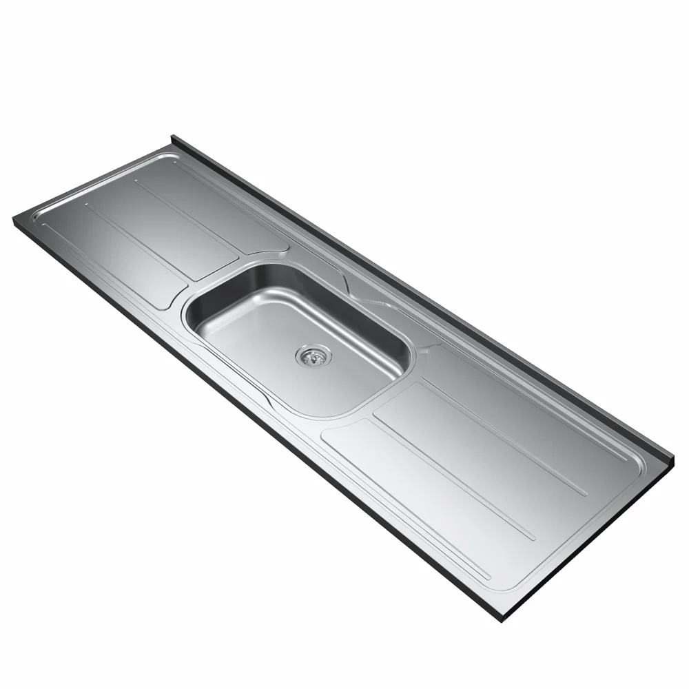 Pia de Cozinha com Cuba 180cm e Válvula Aço Inox - Ghel Plus