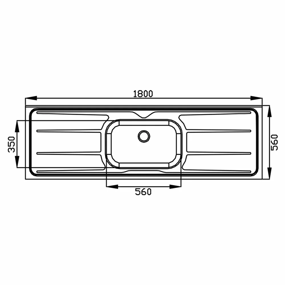 Pia de Cozinha com Cuba 180cm e Válvula Aço Inox - Ghel Plus