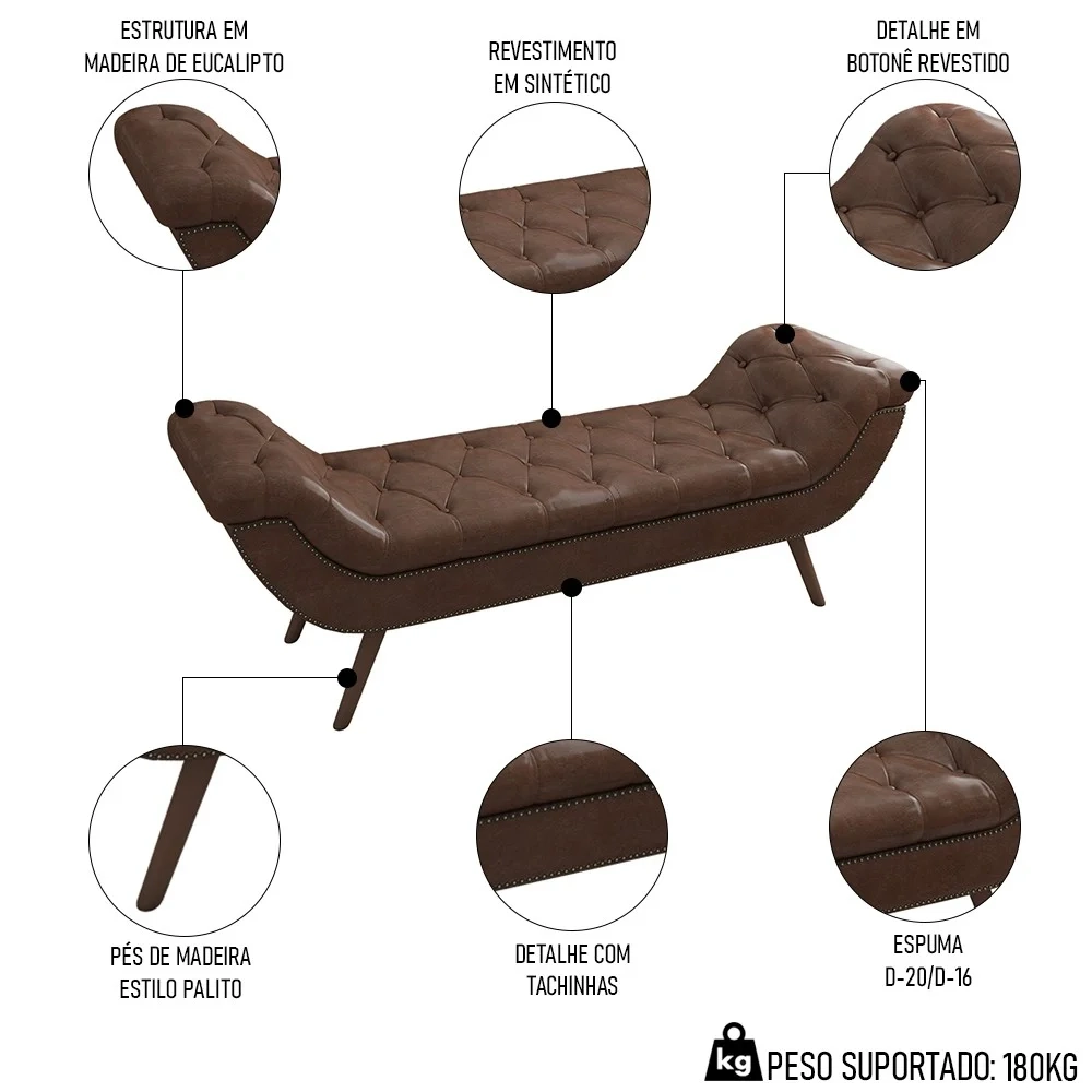 Cabeceira Cama Box Casal King 195cm Provença e Recamier Z37 Sintético Camel - Mpozenato