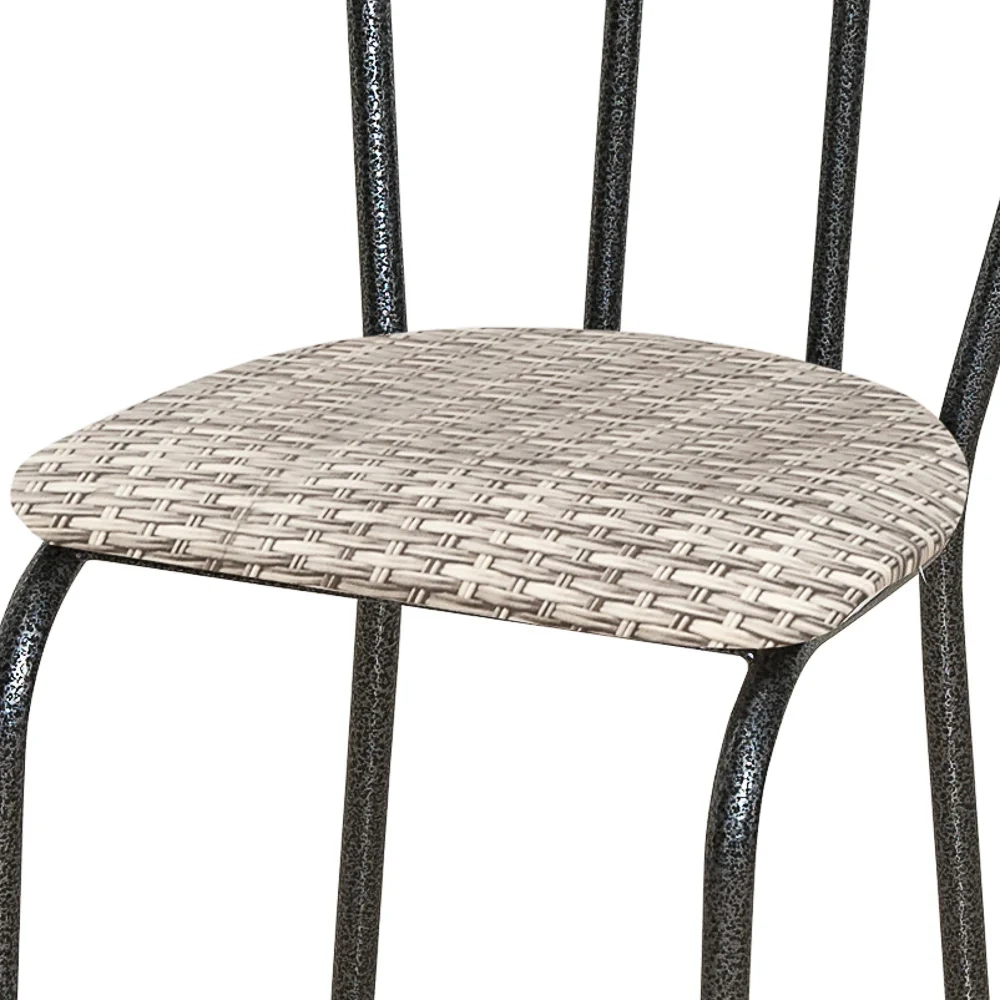 Kit 8 Cadeiras 004 Cromo Preto/Rattan - Artefamol