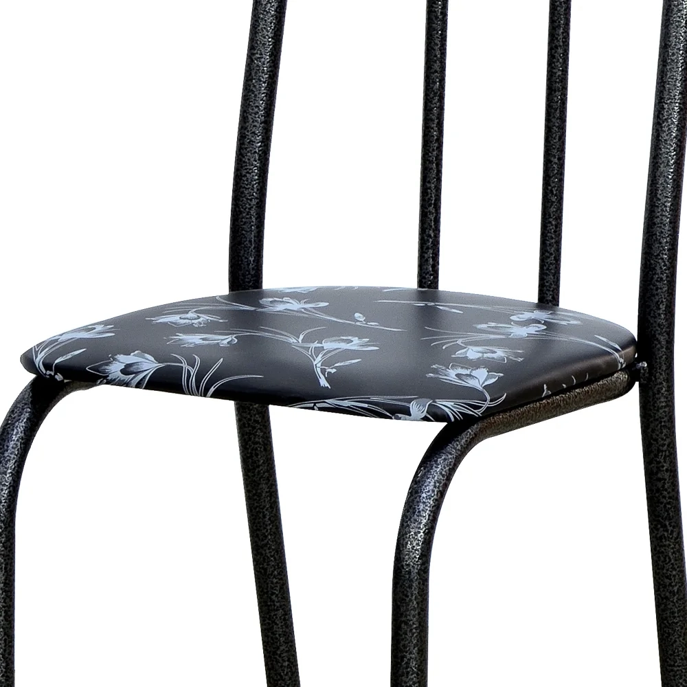 Kit 4 Cadeiras 050 América Cromo Preto/Florido - Artefamol