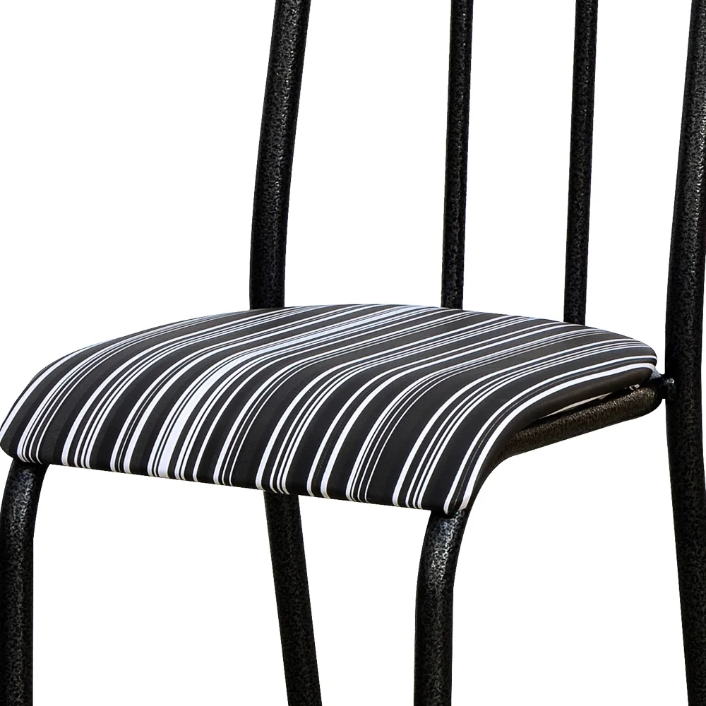 Kit 8 Cadeiras 056 América Cromo/Preto Listrado - Artefamol