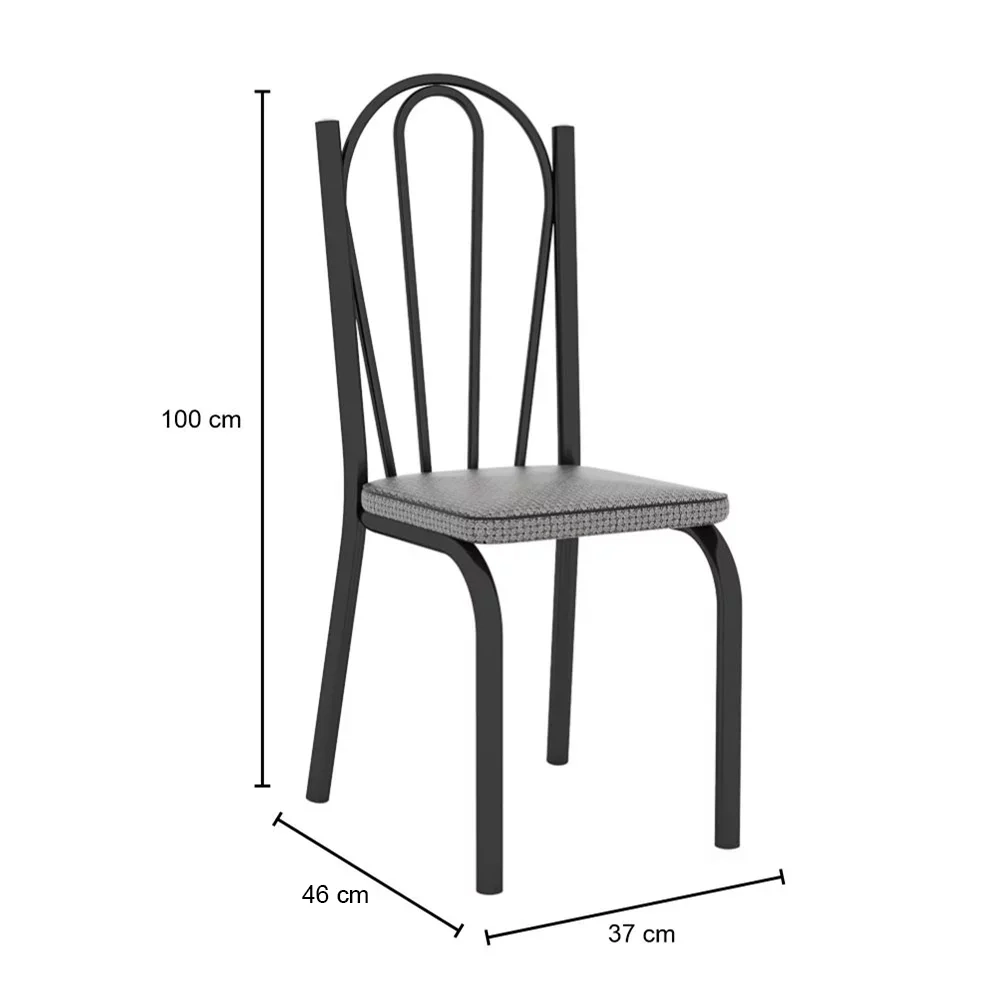 Kit 6 Cadeiras 121 Europa Preto/Platina - Artefamol