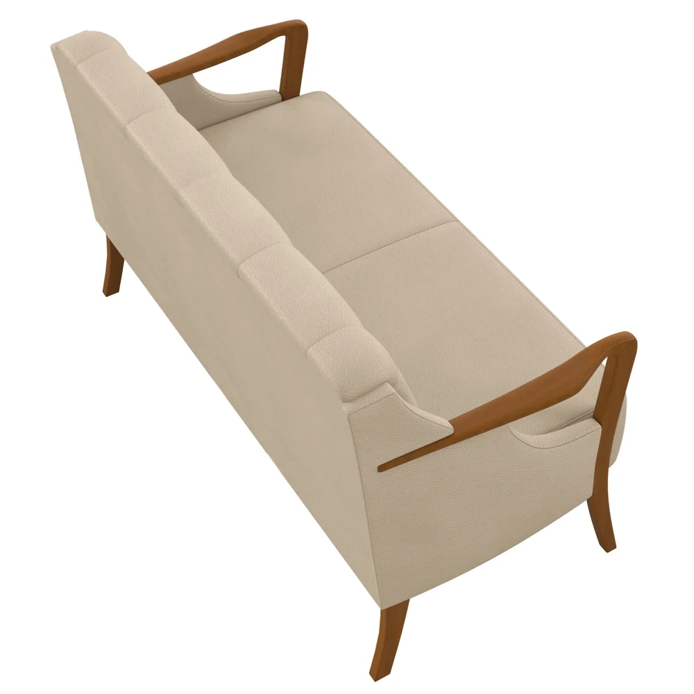 Kit Namoradeira 135cm e 2 Poltronas Decorativas Capitonê Lapa Z32 PU Bege - Mpozenato