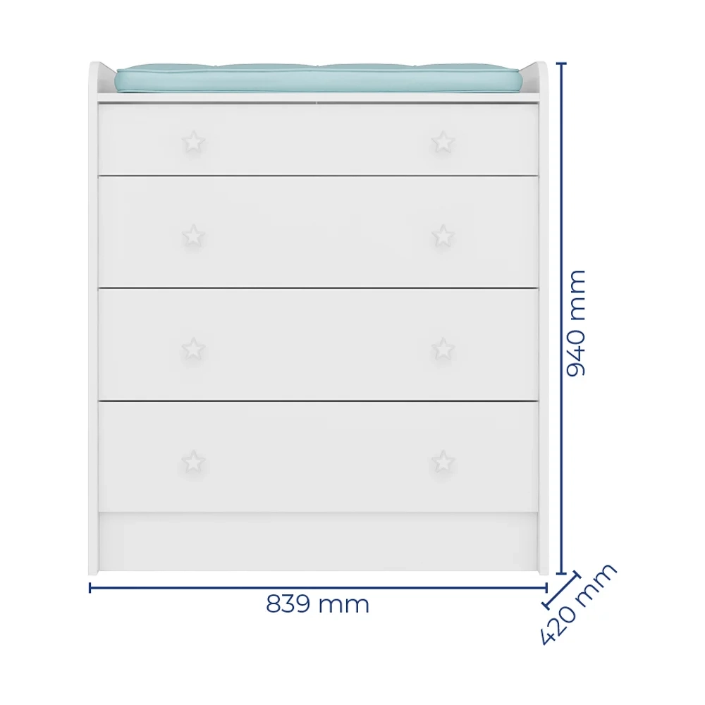 Berço Americano Mini Cama e Cômoda 4 Gavetas Doce Sonho Branco - Qmovi