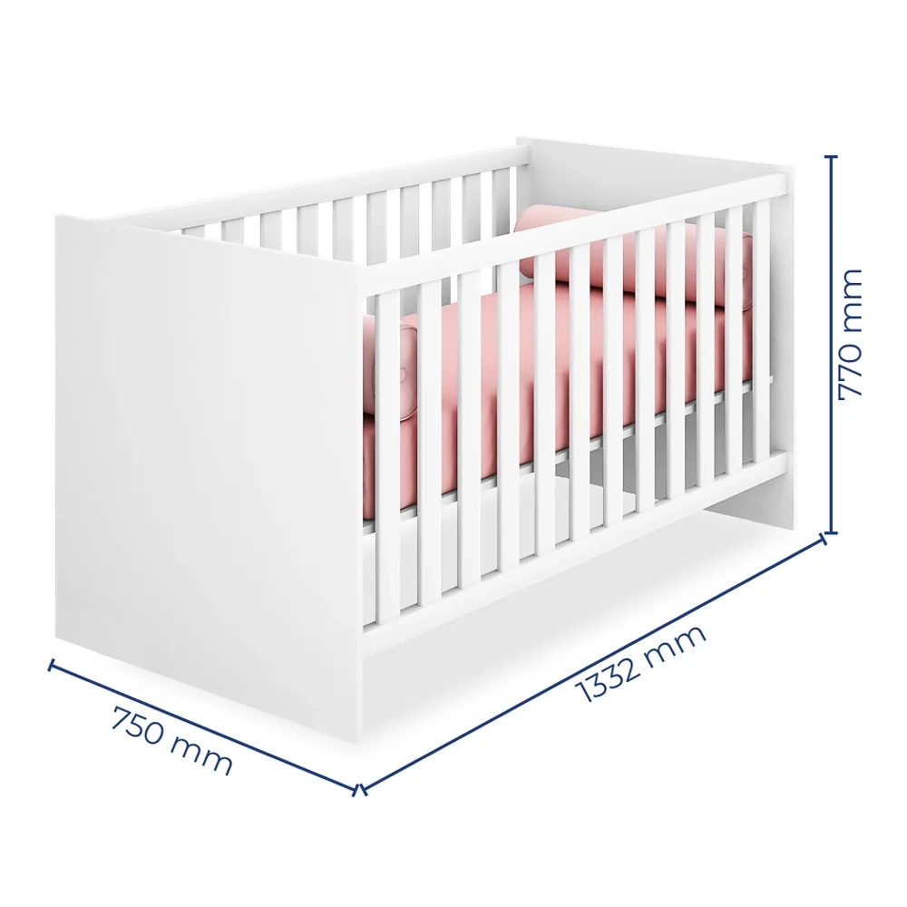 Berço Americano Mini Cama e Cômoda 64cm Doce Sonho Branco - Qmovi