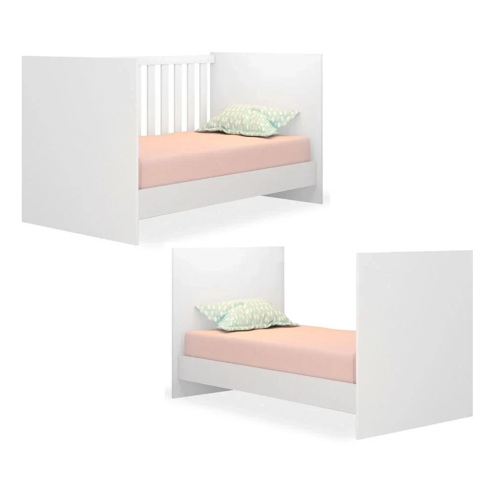 Berço Americano Mini Cama Com Colchão e Cômoda Doce Sonho Branco - Qmovi