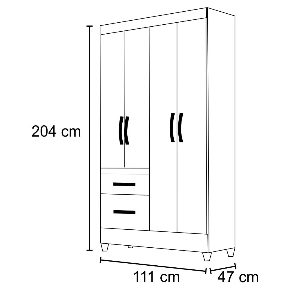 Guarda Roupa Solteiro 04 Portas Madri Branco/Rosa/Azul/Lilás - Moval