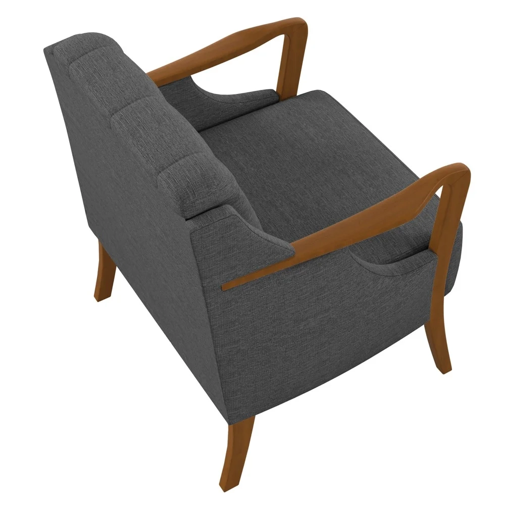 Kit 2 Poltronas Decorativas para Sala de Estar Capitonê Lapa Z32 Linho Cinza Escuro - Mpozenato