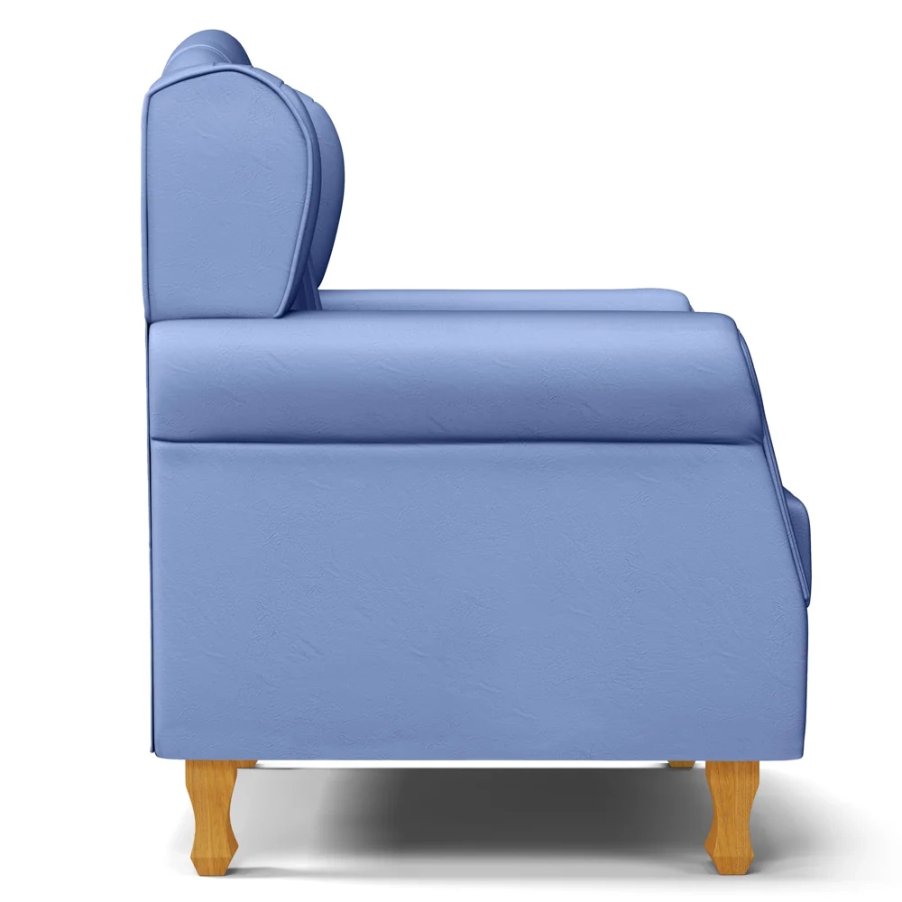 Poltrona de Amamentação com Pés de Madeira Lucy Z39 Sintético Azul - Mpozenato