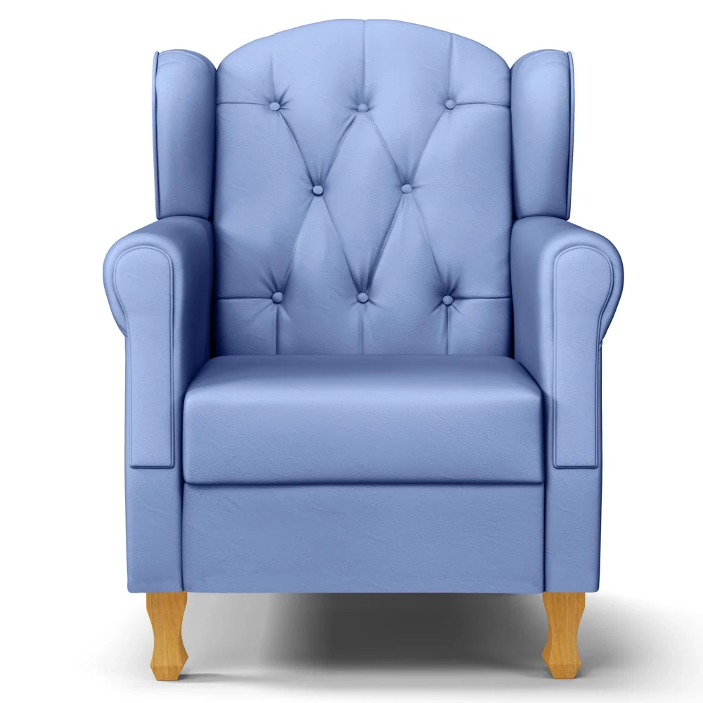 Poltrona de Amamentação com Pés de Madeira Lucy Z39 Sintético Azul - Mpozenato