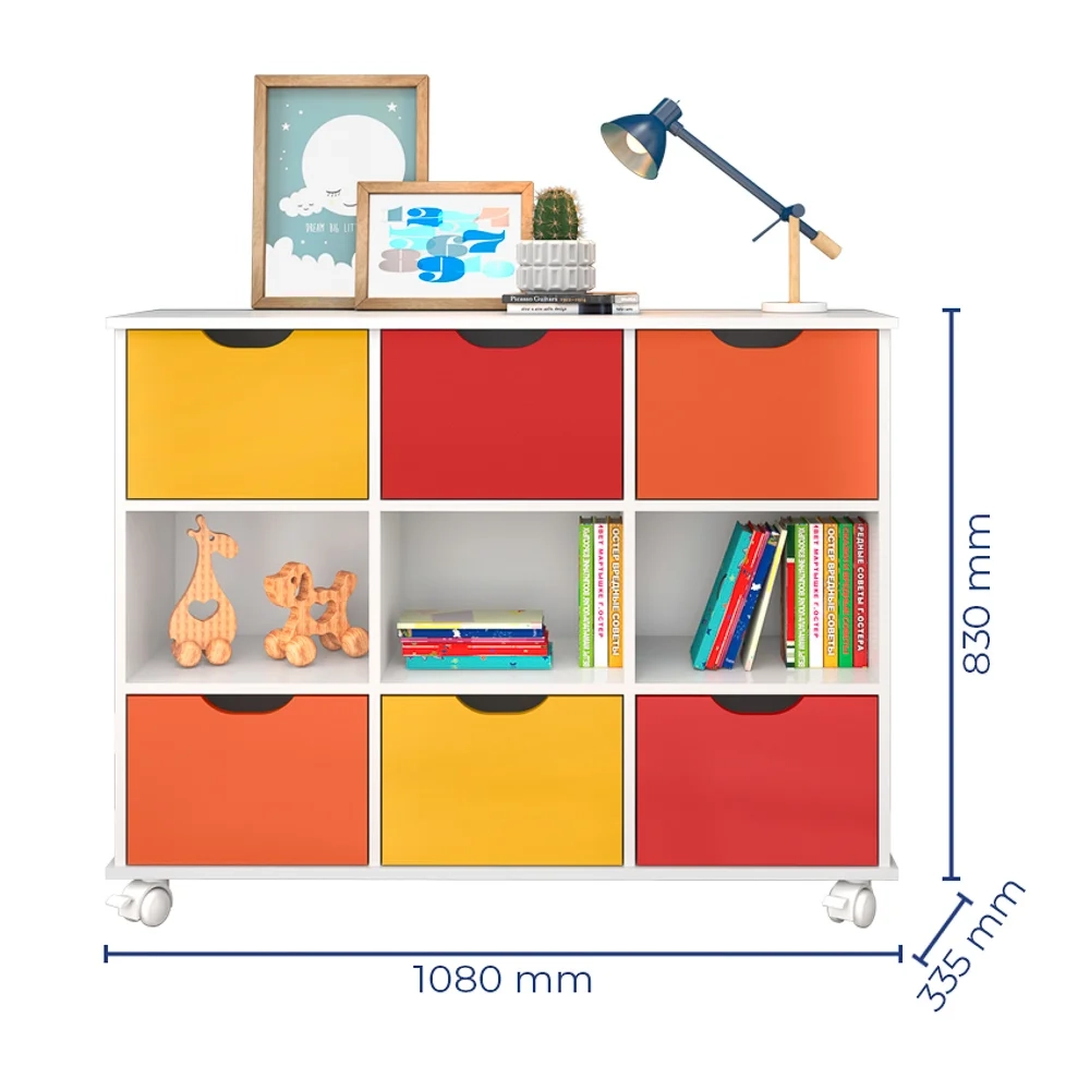 Nicho Organizador com Rodízios Toys 6 Gavetas Q01 Branco/Colorido - Mpozenato