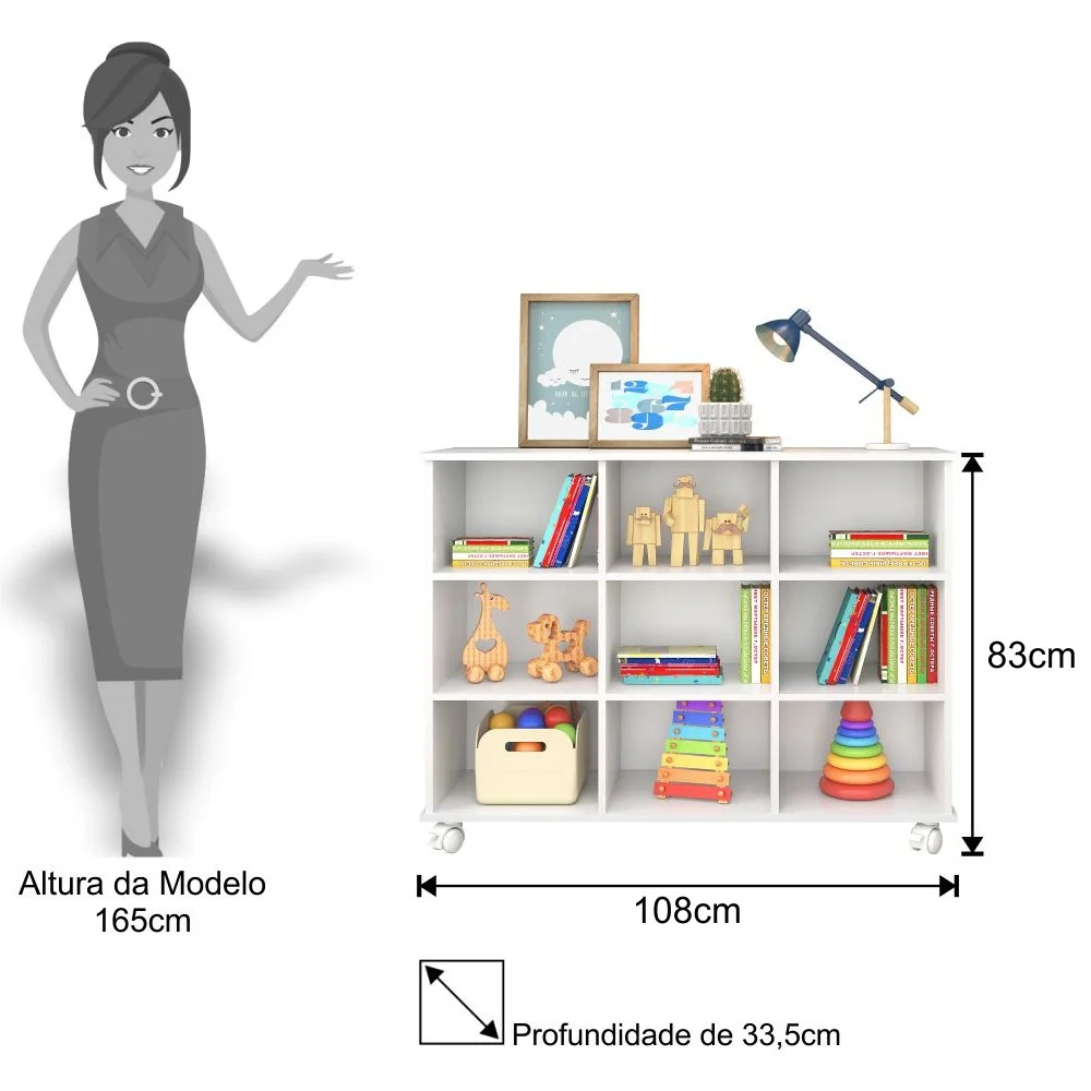 Nicho Organizador com Rodízios Toys 9 Gavetas Q01 Branco - Mpozenato
