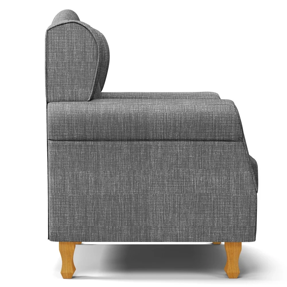 Poltrona de Amamentação com Pés de Madeira Lucy Z39 Linho Cinza Escuro - Mpozenato