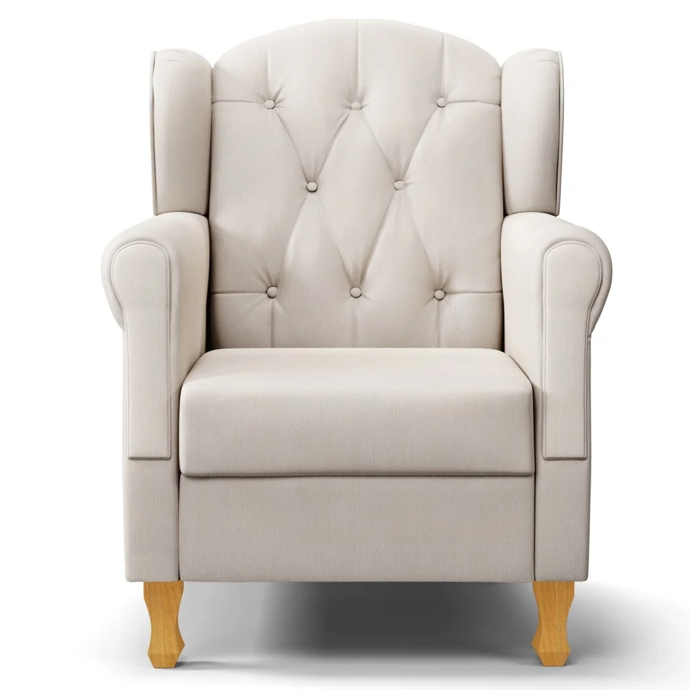 Poltrona de Amamentação com Pés de Madeira Lucy Z39 Suede Bege - Mpozenato