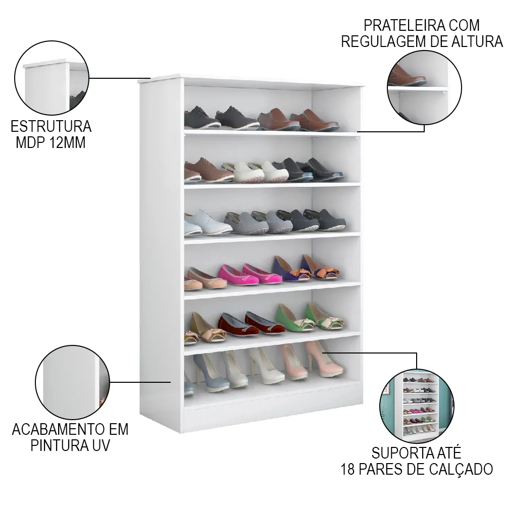 Kit 3 Armários Sapateira Multiuso Bella Branco - Phoenix