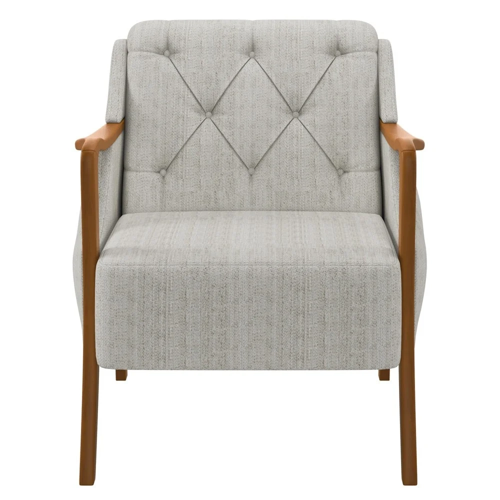 Kit 2 Poltronas Decorativas para Sala de Estar Capitonê Lapa Z32 Linho Cru - Mpozenato