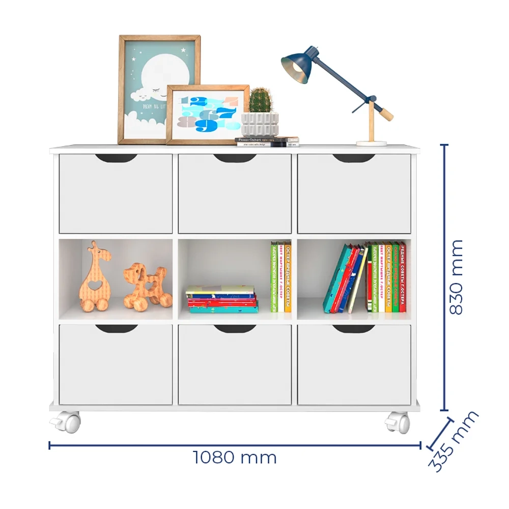 Nicho Organizador 6 Gavetas com Rodízios Branco - Qmovi