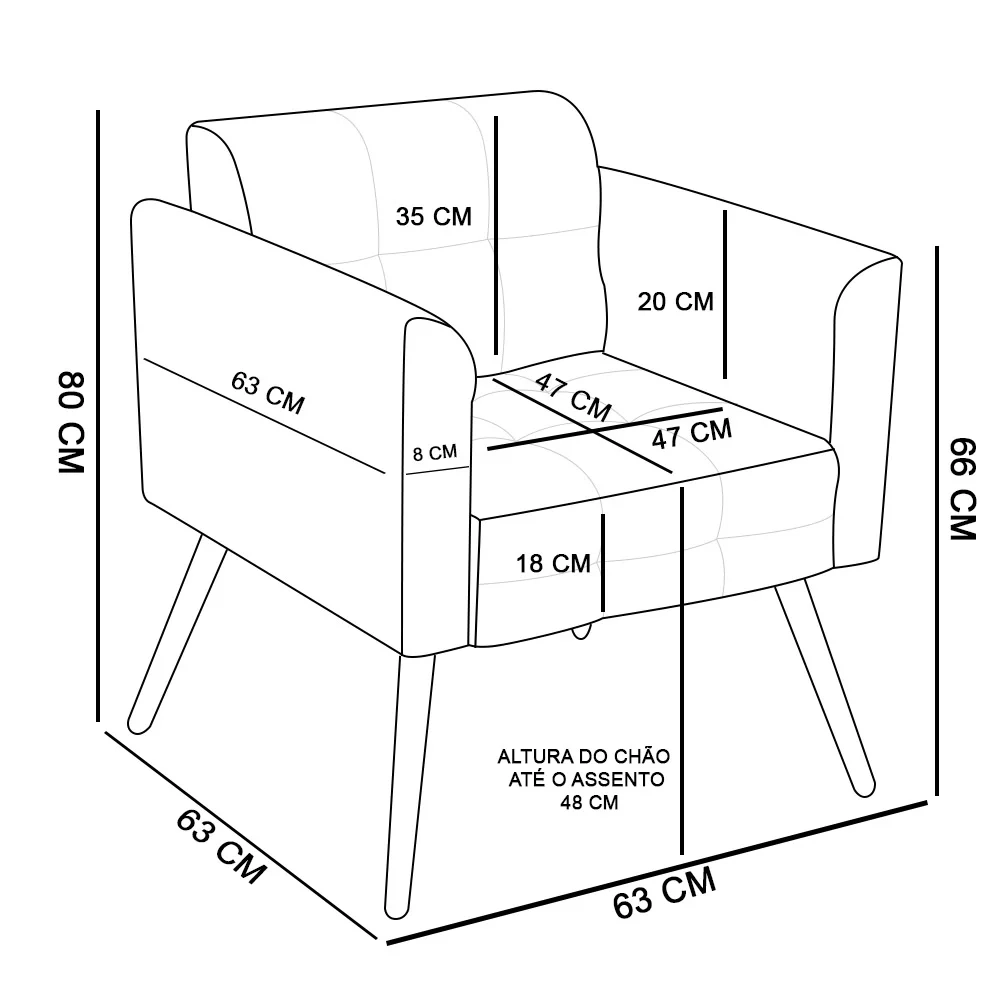 Kit 2 Poltronas Decorativas Pés Palito Ana Suede Bege - Ibiza