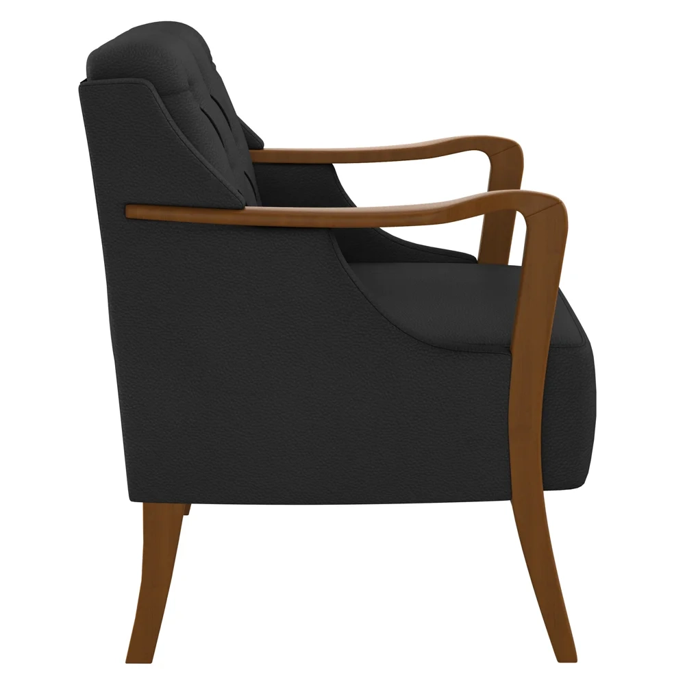 Kit 2 Poltronas Decorativas para Sala de Estar Capitonê Lapa Z32 PU Preto - Mpozenato