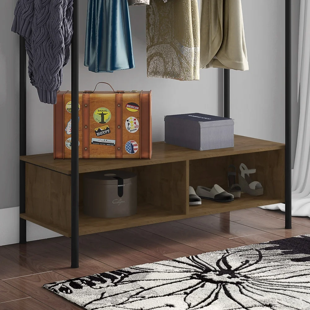 Guarda Roupa Casal Closet Milão Preto/Demolição - Artefamol