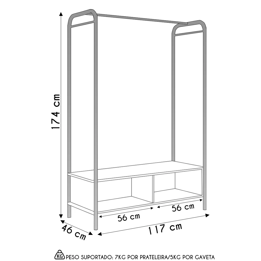 Guarda Roupa Casal Closet Milão Preto/Demolição - Artefamol