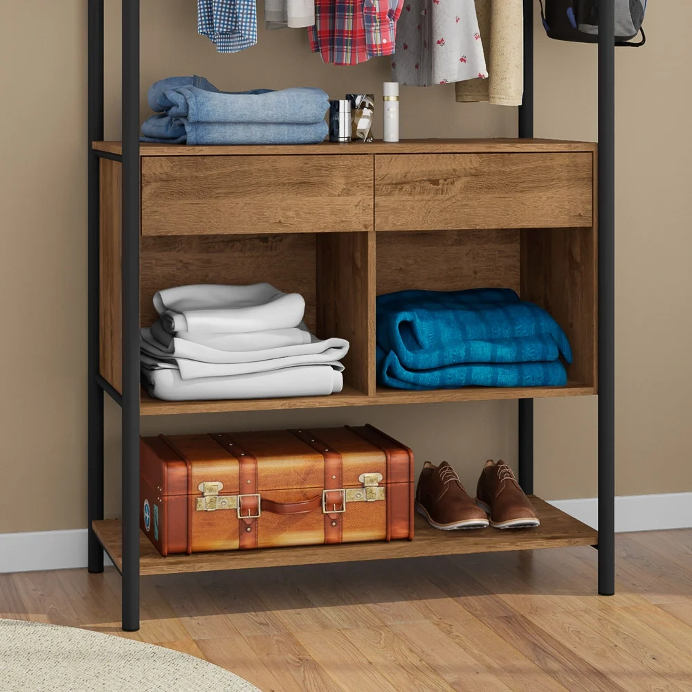 Guarda Roupa Solteiro Closet Paris 2 Gavetas Preto/Demolição - Artefamol